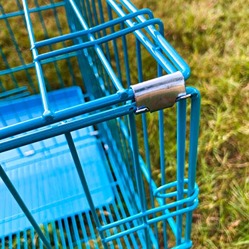 PupsPets-Cage-House-for-New-Born-Puppies-Small-Cats-Kittens-Hamsters-Rabbits-Guinea-Pigs-Kennel-Travel-Carrier-Double-Door-Heavy-Duty-Folding-Metal-Cage-18-Inch-Blue