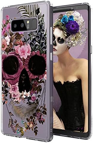 Galaxy Note 8 Case, Galaxy Note 8 Clear Case, MOSNOVO Floral Skull Flower Clear Design Printed Transparent Plastic Hard Back Case with TPU Bumper Protective Case Cover for Samsung Galaxy Note 8