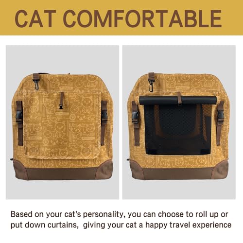 Image of Extra Large Cat Carrier Soft Sided, Portable Small Dog Carrier for 2 Cats, 24 inchx16.5 inchx16 inch Car Travel Folding Comfortable Design, Yellow