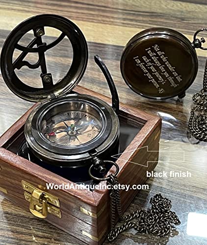 Brújula Vintage de Latón y Cuero, Personalizable miniatura 7