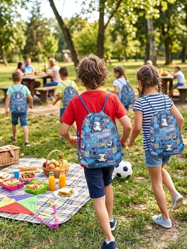 Image of Demoda 10 Pack Football Theme Return Gift Party Supplies Favors Drawstring Bags for Kid's Birthday as Loot and Goodies Bags for Boys Girls Gifts Candy Snacks Storage Bag