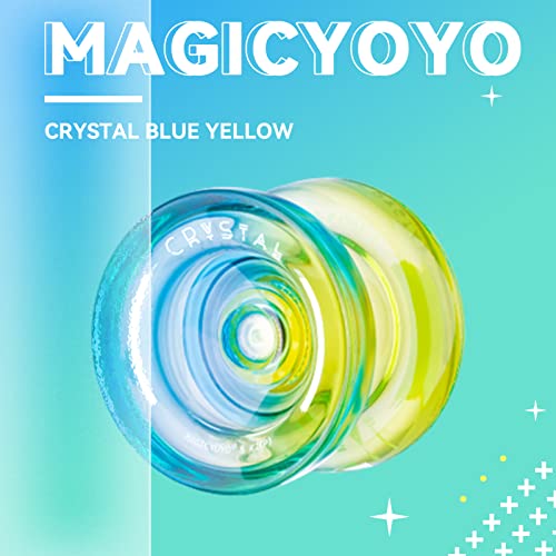 MAGICYOYO Responsive Yoyo for Kids Beginners, Dual Purpose Yo Yo K2 Unresponsive Yo-yo for Finger Spin Tricks Intermediate Play+12 Yoyo Strings+Bearing Tool +Storage Case(Blue Yellow)