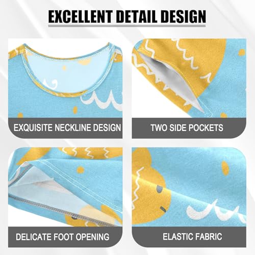 senya Short Sleeve Pajamas Sets Summer Cotton Sleepwear Yellow Fish White Swave4