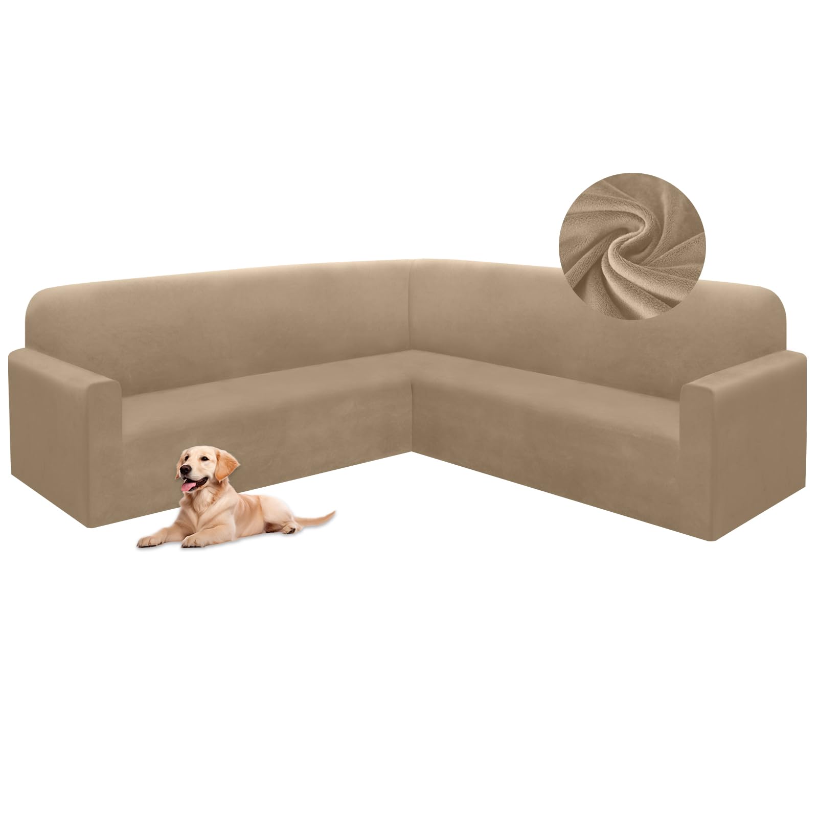 HDCAXKJ Corner Sectional Couch Covers Velvet Stretch L Shape Sofa Cover Soft Thick Sectional Slipcovers U Shaped Living Room Non Slip Magic Furniture