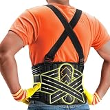 SHIBEKO Plus Size 4XL/5XL Work Back Brace with 2 Suspender Shoulder Straps, Back Support Belt with Bionic Lumbar Panel for Heavy Lifting Safety, 360° Posture Protection for Men & Women in Moving Jobs