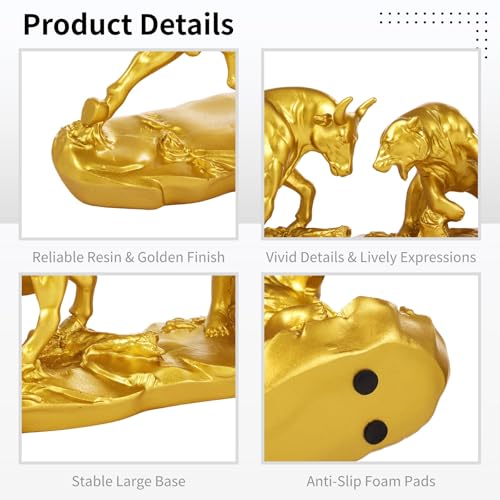 Figuras Toro y Oso de Wall Street de 4.5 Pulgadas Doradas miniatura 3