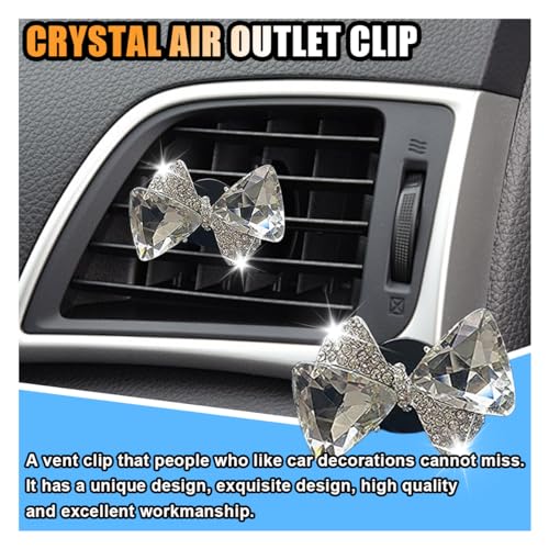 Image of Bling Bow Vent Clips, Crystal Car Air Fresheners Vent Clips, Bling Bow-Knot Car Diffuser Clips, Rhinestone Car Interior Decoration Accessories for Women