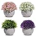 Homemaxs Fake Plants Mini Artificial Plants Potted 4 Pack Topiary Shrubs Plastic Plants for Home Decor