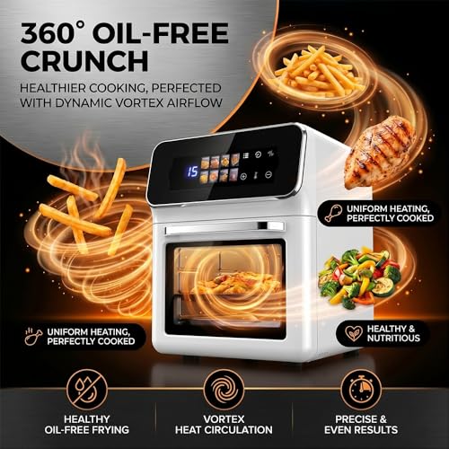 Image of Toree Digital Air fryer oven with Glass window, Large Capacity of 9+ Liters, LED Touch screen control panel, accessory set with silicone picker /tong /skewer set /glove | 1 Year Warranty-8130656959