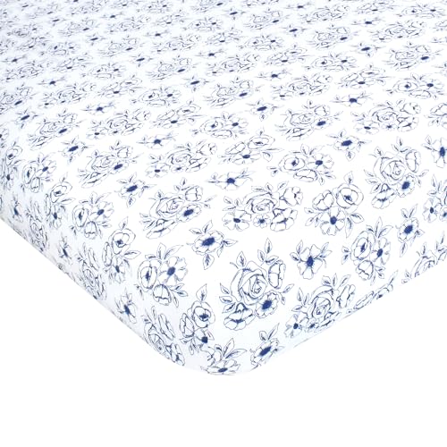 Image of Hudson Baby Unisex Baby Cotton Fitted Crib Sheet, Blue Toile, One Size