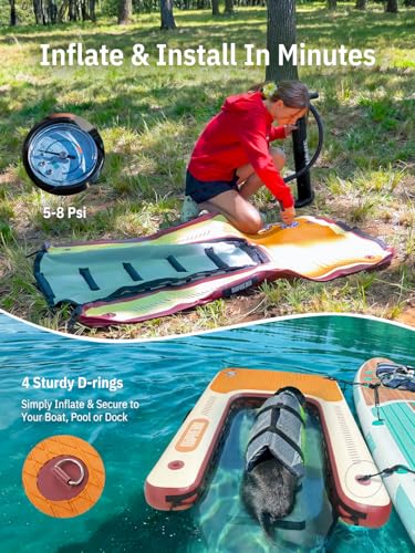 Image of Niphean Dog Pool Ramp, Non-Slip Floating Dog Boat Ramp Up to 240 Pounds | Inflatable Dog Water Ramp for Pool, Boat, Dock & Lake, Safe & Durable Ladder for Large Pets to Easy Water Access