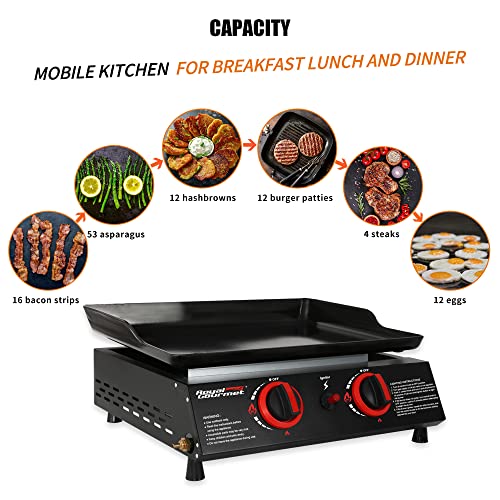 Royal Gourmet PD1203A 18-Inch Portable Countertop Griddle, 2-Burner Propane Gas Grill Griddle thumb #4