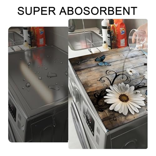 Image of Washer and Dryer Covers for the Top, Non-slip Dryer Top Protector Mat, Dust-proof Washing Machine Cover, 23.6 inch x 19.7 inch (Wood grain, 23.6 inch x 19.7 inch)