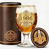 Mevanthor Cadeau 40 ans Homme, 1986 Année Anniversaire Verre a Biere, 400ml