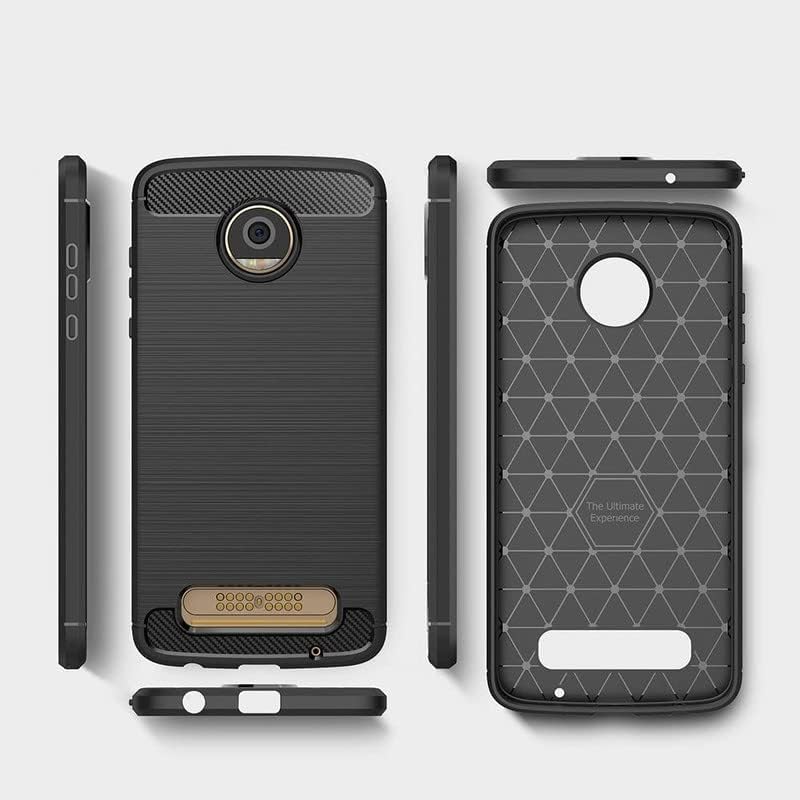 Image of Hybrid Carbon Fiber Back Case for Moto Z2 Play (Black)