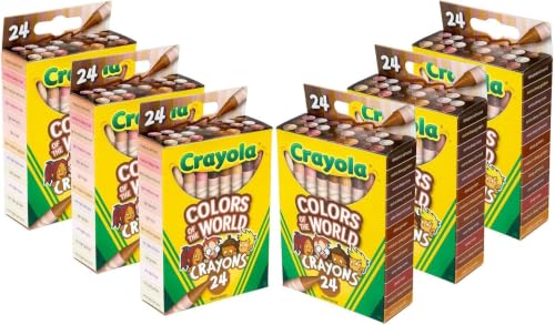 Image of Crayola Bulk Crayon Set, Colors of The World, Multicultural Crayons, School Supplies, 6 Sets of 24 Colors (Pack of 8)