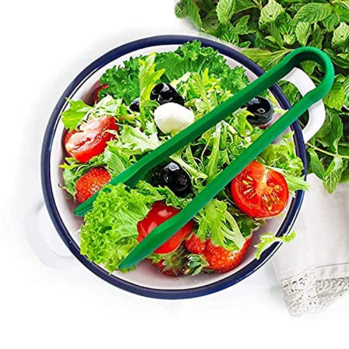 Image of YANCI 3 Pcs Reusable Plastic Kitchen Serving Tongs, Non-Slip Bread Clip for Cooking, Salad Tongs, Colorful Tongs, Catering and Everyday Use (Green)