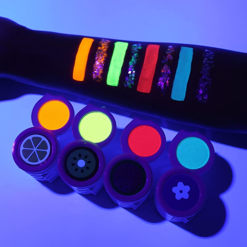Miniatura 5 de Paleta de delineador de ojos activado por agua con purpurina de neón gruesa prensada, pintura corporal activada por agua, luz UV que brilla en la