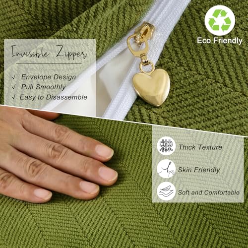 Image of ZWJD Olive Green Pillow Covers 20x20 Set of 2 Chenille Throw Pillow Covers with Elegant Design Soft and Luxurious Decorative Throw Pillows for Couch, Bed, and Home Decor
