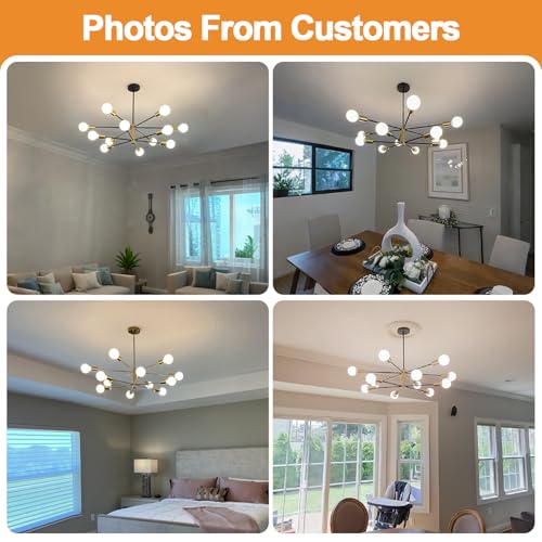 11"-52" Height Adjustable Modern Chandelier Ceiling Light Fixture, 12-Light Sputnik Chandeliers Brushed Gold and Matte Black Mid Century Chandelier Over Table, Chandeliers for Dining Room Living Room - Image 4