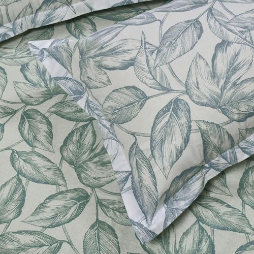 Image of Huesland by Ahmedabad Cotton 144 TC Cotton Pillow Covers Set of 2 - White & Teal