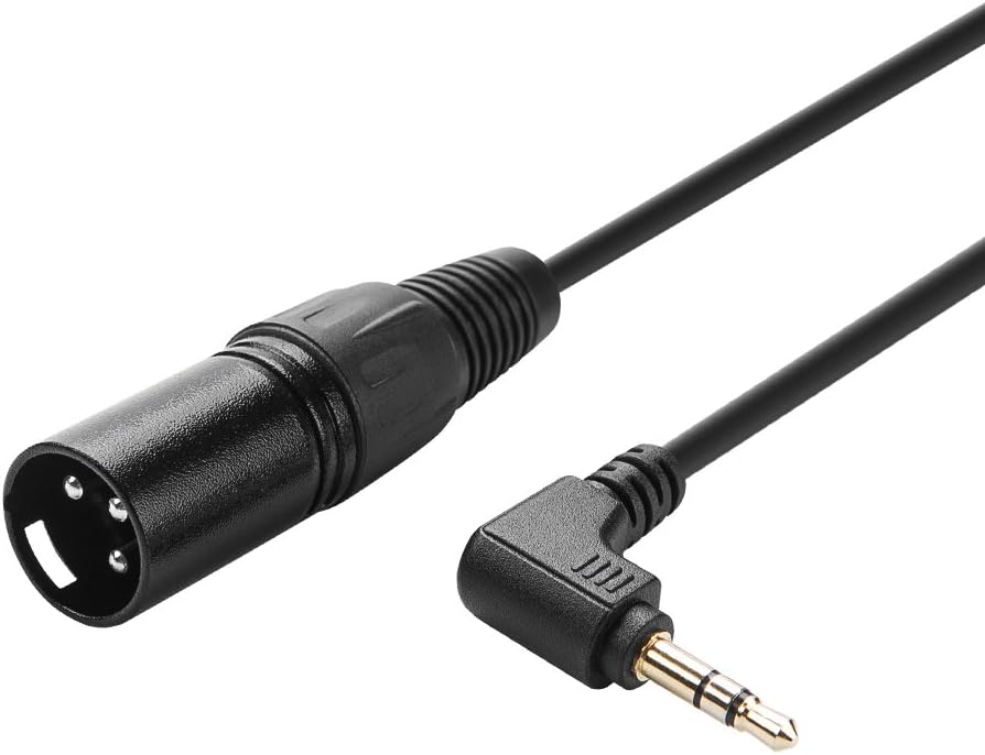 CableCreation 3.5mm to XLR, 3 Feet Angle 3.5mm (1/8 Inch) TRS Stereo Male to XLR Male Cable Compatible with iPhone, iPod, Tablet,Laptop and More.Black