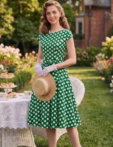Image of Dressystar Women's Vintage 1950s A Line Cap Sleeve Cocktail Party Dress