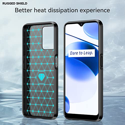 Koarwvc Phone Case For Realme Narzo 50A Prime/Realme C35 Case Carbon Fiber Shockproof Rugged Shield Anti-Scratch Soft Tpu Back Cover Protective Cases For Realme Narzo 50A Prime (Black) #TOP2