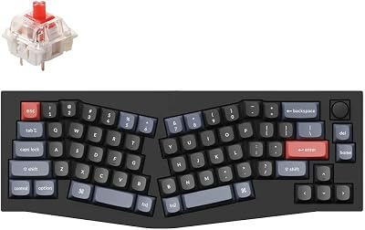 Keychron Q8 Wired Custom Mechanical Keyboard with Knob, 65% Alice Layout QMK/VIA Programmable, Hot-swappable Gateron G Pro Red Switch, Double Gasket Compatible with Mac Windows Linux (Black)