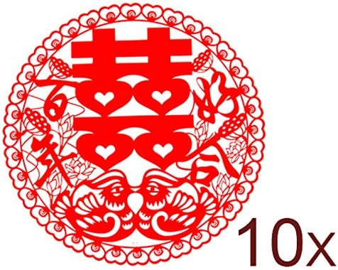 Just-Stick-it Shuang Xi - Double Happiness - Chinese Wedding Decoration - Plastic Paper Cut (Mandarin Ducks - 10/pk)