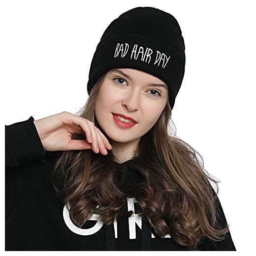 Snygg svart mössa vinter beanie statement BAD HAIR DAY