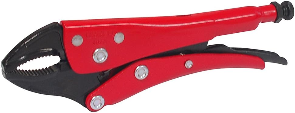 URREA Locking Pliers - 7-1/2" Adjustable Curved Jaw Plier w/ Cutter with 1-21/32” Jaw Capacity & Durable Epoxy Coating - 4073