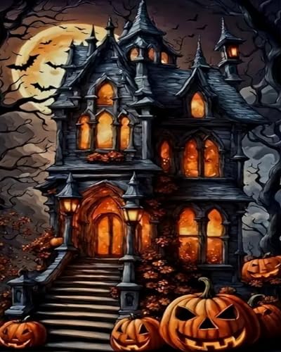 Broderie point de croix imprimé Halloween pour décorer votre salon cet automne