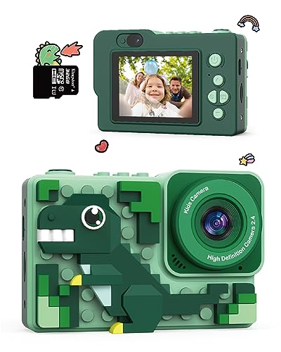 Kiztoys Appareil Photo Enfant, 2,4 Pouces Appareil Photo Numérique pour Enfants, Caméra Selfie Enfant, 4800W Objectif Avant et Arrière, Vidéo HD 1080P, Cadeau pour Garçons et Filles 6+ Ans