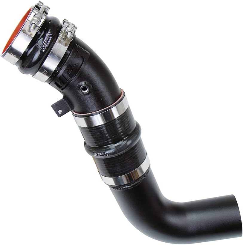 HPS Performance Black Intercooler Charge Pipe with Silicone Boost Cold Side Compatible for 2017-2019 Chevy Silverado 2500HD 3500HD GMC Sierra 2500HD 3500HD Duramax 6.6L V8 Diesel Turbo L5P, 17-120WB