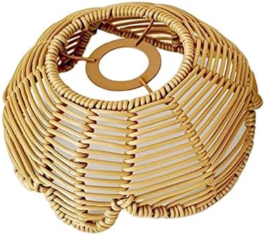 Colcolo Rattan Lamp Shade Ornament Light Fixture Shade Ceiling Pendant Light Cover for Home, Brown