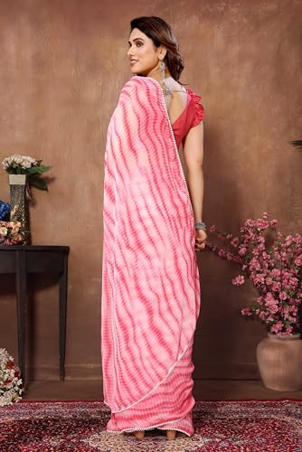 Image of Panzora Women's Georgette Printed Ready To Wear One Minute Saree With Unstitched Blouse Piece