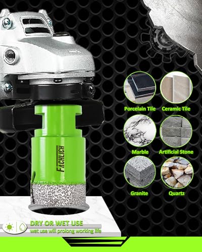 Image of Diamond Core Drill Bits Set,20 /25 /32 /50 /75 /90mm Tile Hole Saw Kit with 82mm Diamond Beveling Chamfer Bit for Porcelain Ceramic Tile Granite Marble