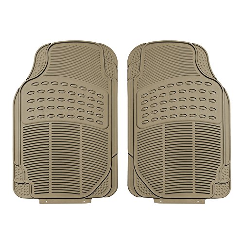 Image of FH Group Automotive Floor Mats Climaproof for All Weather Protection Universal Fit Trimmable Heavy Duty fits Most Cars, SUVs, and Trucks, 2pc Front Set Solid Beige