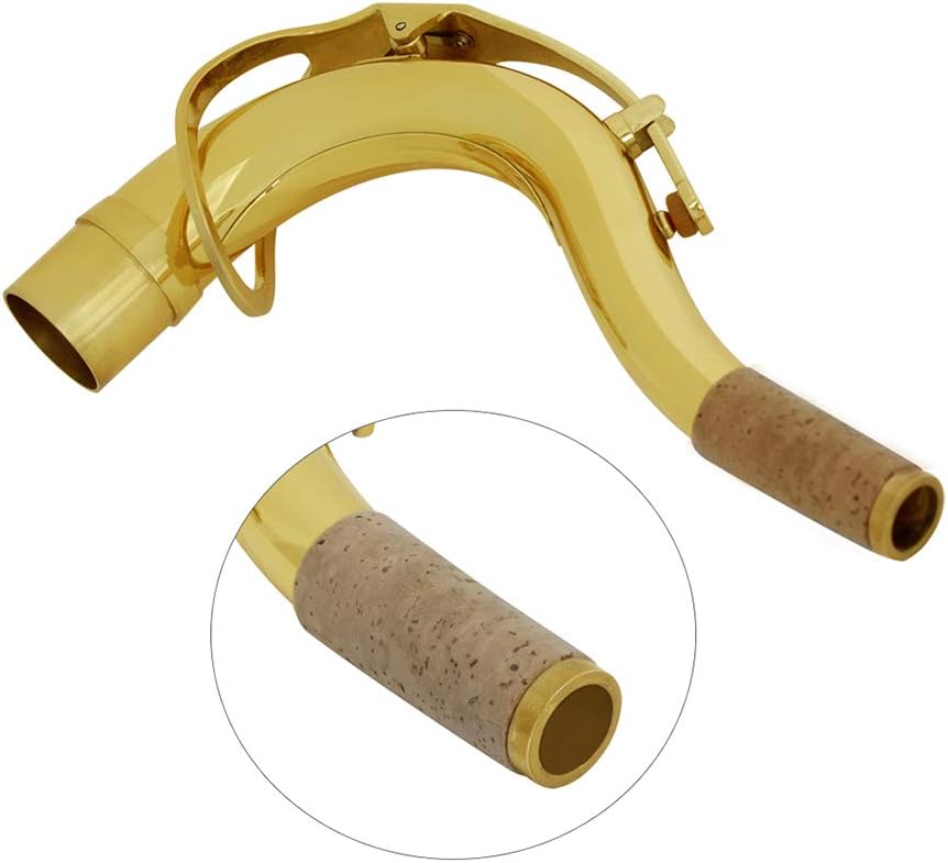 WALFRONT Saxophone Neck Sax Bend Neck Tenor 27.8mm Brass Gold Resonant Intonation Suitable for Tenor Sax