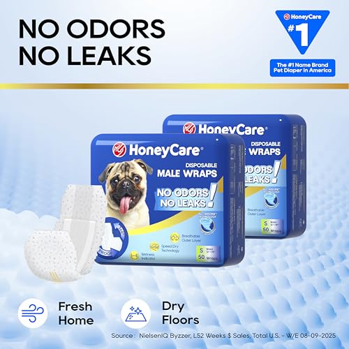 HONEY CARE All-Absorb A26 Male Dog Wrap, 50 Count, Small #5