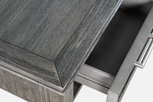 Image of Jofran Mid-Century Modern Acacia Wood Writing Desk with 3 Drawers and USB Charging Port, 48 Inch Computer Desk for Home Office Work, Platinum