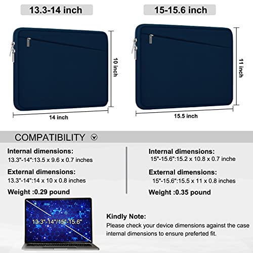 Image of Laptop Sleeve Case, 15.6 inch, Durable Computer Carrying Bag Protective Case Briefcase Handbag with Front Pocket, Slim Laptop Cover for 15.6 Inch HP, Dell, Lenovo, Asus, Notebook, Blue