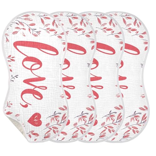 2 Pack Baby Burp Cloths, Soft Absorbent Burping Cloths for Babies, Cotton Milk Spit Up Rags, Large Size for Newborns, Baby Boys and Girls (Love Prints)3