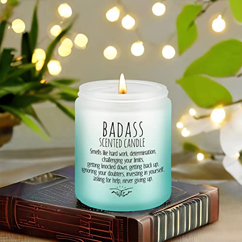 Leado Badass Candle - Congratulations Gifts For Women, Men, Inspirational Gifts, Boss Lady Gifts, Promotion, New Job Gifts, Proud Of You, Graduation Gifts, Funny Gifts For Women, Mental Health Gifts #TOP5