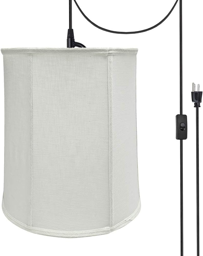 Aspen Creative, Beige, 75035-11 One Hanging Pendant Ceiling Light with Transitional Empire Fabric Lamp Shade, 14" Width