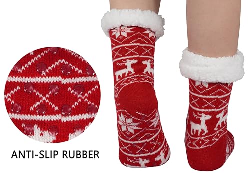Image of BenSorts Women Thick Christmas Slipper Socks Non Slip Grippers Size 6-10