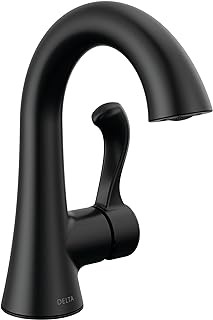 Delta Faucet Esato Matte Black Bathroom Faucet, Single Hole Bathroom Faucet Black, Single Handle Bathroom Faucet, Bathroom Sink Faucet, Drain Assembly Included, Matte Black 15897LF-BL