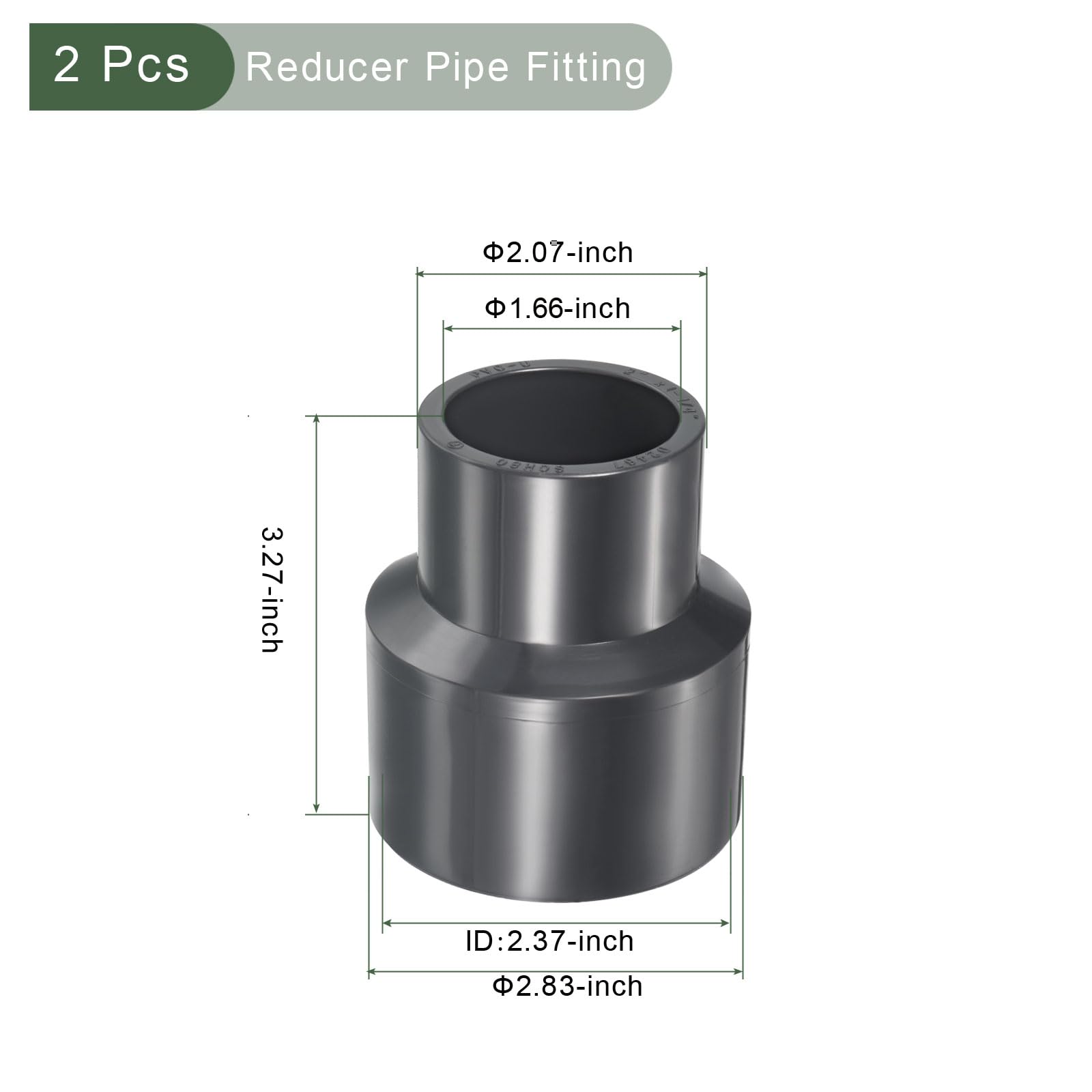 YOKIVE 2 Pcs UPVC Reducer Fitting, Straight Adapter Connector Connect Pipe Socket Schedule 80, Great for Bathroom Kitchen - Image 2