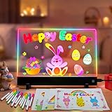 Smocraut LED Zeichenbrett, LED Notiztafel mit Farben, 30x20cm Acryl Maltafel Leuchtendes Zeichenbrett, LED-Leuchttafel Farbnotiztafel Drawing Note Board mit 4 Beleuchtungs Modi & 14 Marker Stift